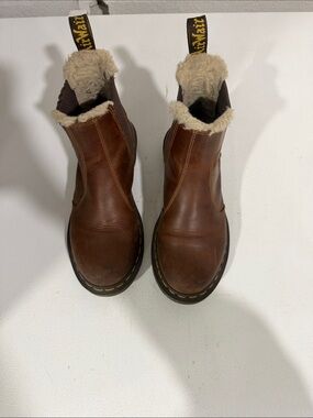 Dr. Martens Brown Leather Shearling Chelsea Boots